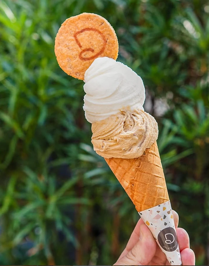 Gelato artesanal Davvero em casquinha